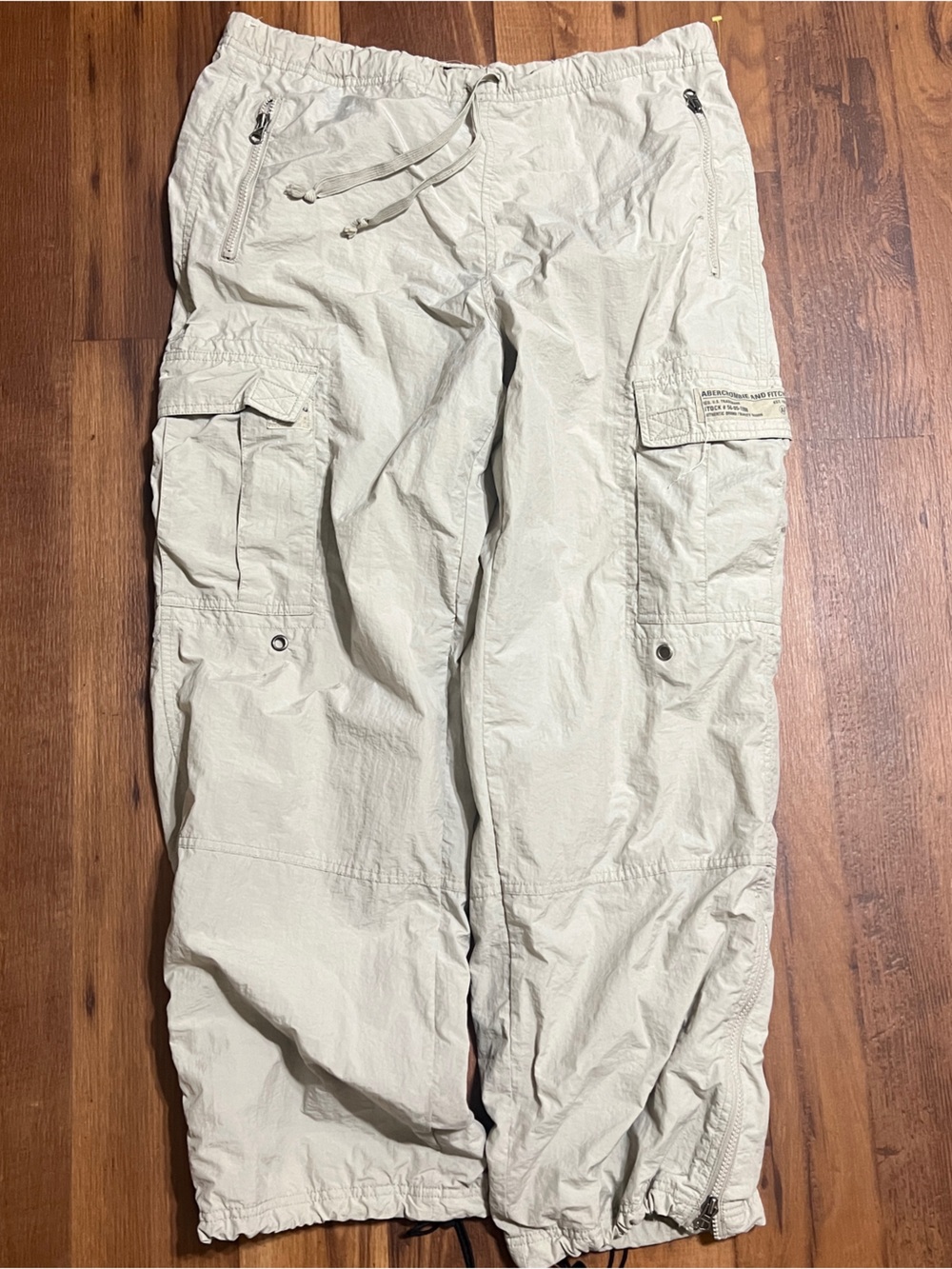 Abercombie Fitch Cargo Pants Mens Medium Beige Y2K Flight Utility Baggy '